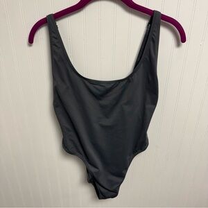 Skims Recycled Swim Scoop Neck Onepiece Gunmetal Large NWT